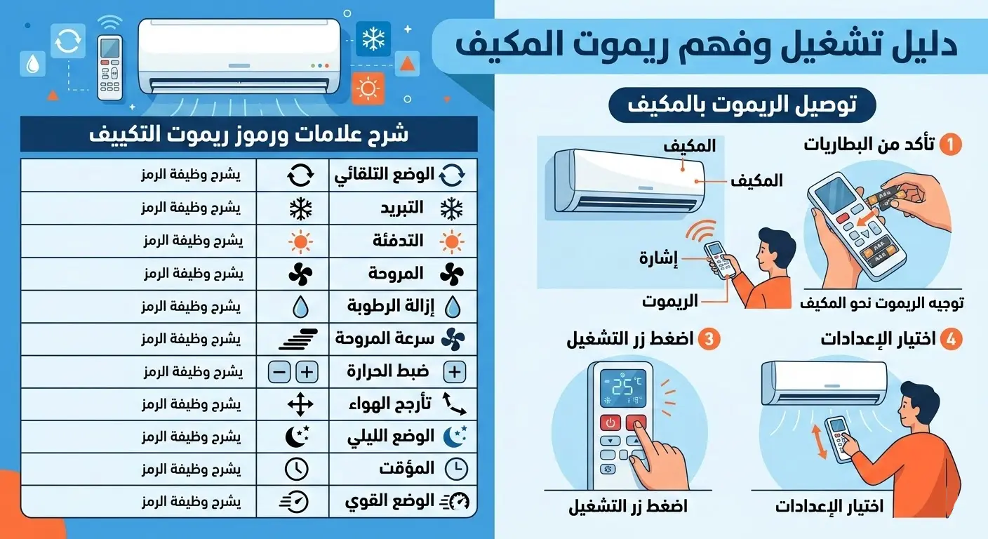 شرح علامات ريموت التكييف